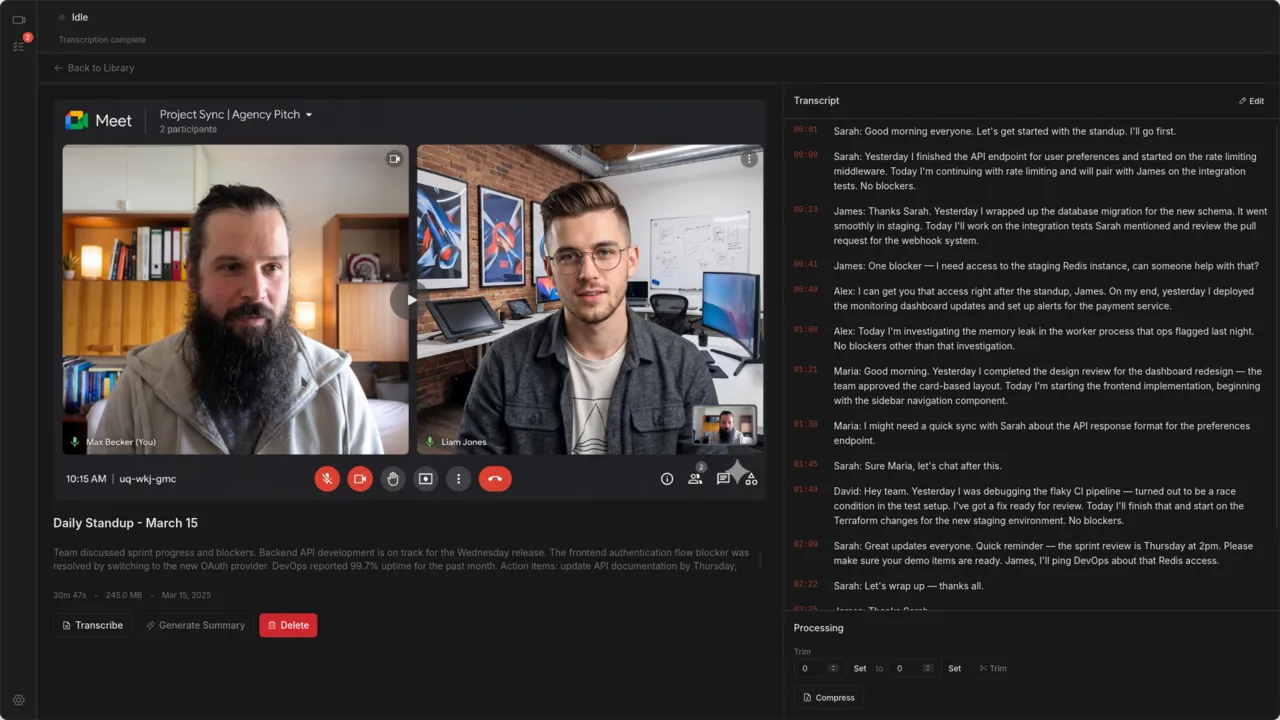 Autorec transcript viewer